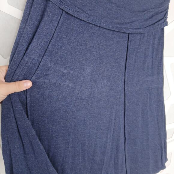 Max Studio Navy Blue Stretch Long Fold Midi Swing Skirt Womens MD Y2K 90s - Picture 7 of 10